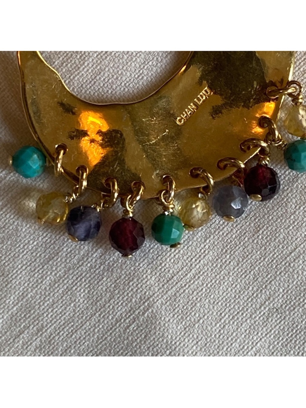 Chan Luu Gold Hoop Earrings with Multicolored Beads - Picture 4 of 4